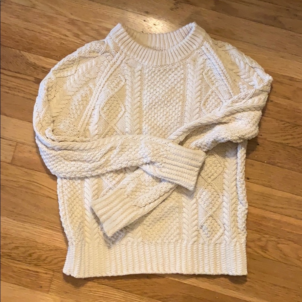 LL Bean “signature” fisherman sweater oatmeal sz S